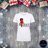 Merry Christmas T-shirt/Melanin Santa Girl