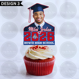 Photo Graduation Cupcake Toppers/Personalized Grad Party Decor/High School/College