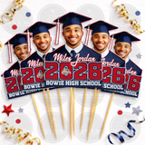 Photo Graduation Cupcake Toppers/Personalized Grad Party Decor/High School/College