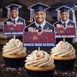 Photo Graduation Cupcake Toppers/Personalized Grad Party Decor/High School/College