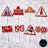 Delta Inspired Cupcake Toppers, Sorority Event Decor, Birthday Probate Dessert Picks, Red White (V.2)