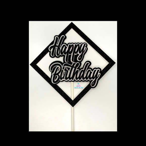 Geometrical Happy Birthday Cake Topper