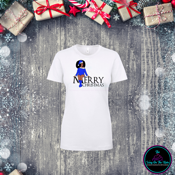 Merry Christmas T-shirt/Melanin Santa Girl
