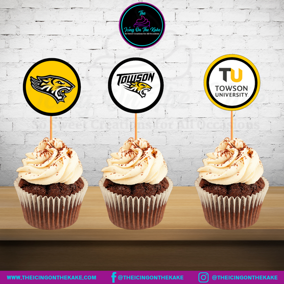 College/Towson University Cupcake Toppers